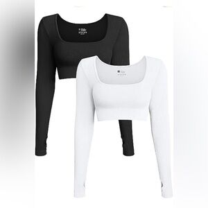 OQQ Seamless Ribbed Crop Tops - Pack of 2
